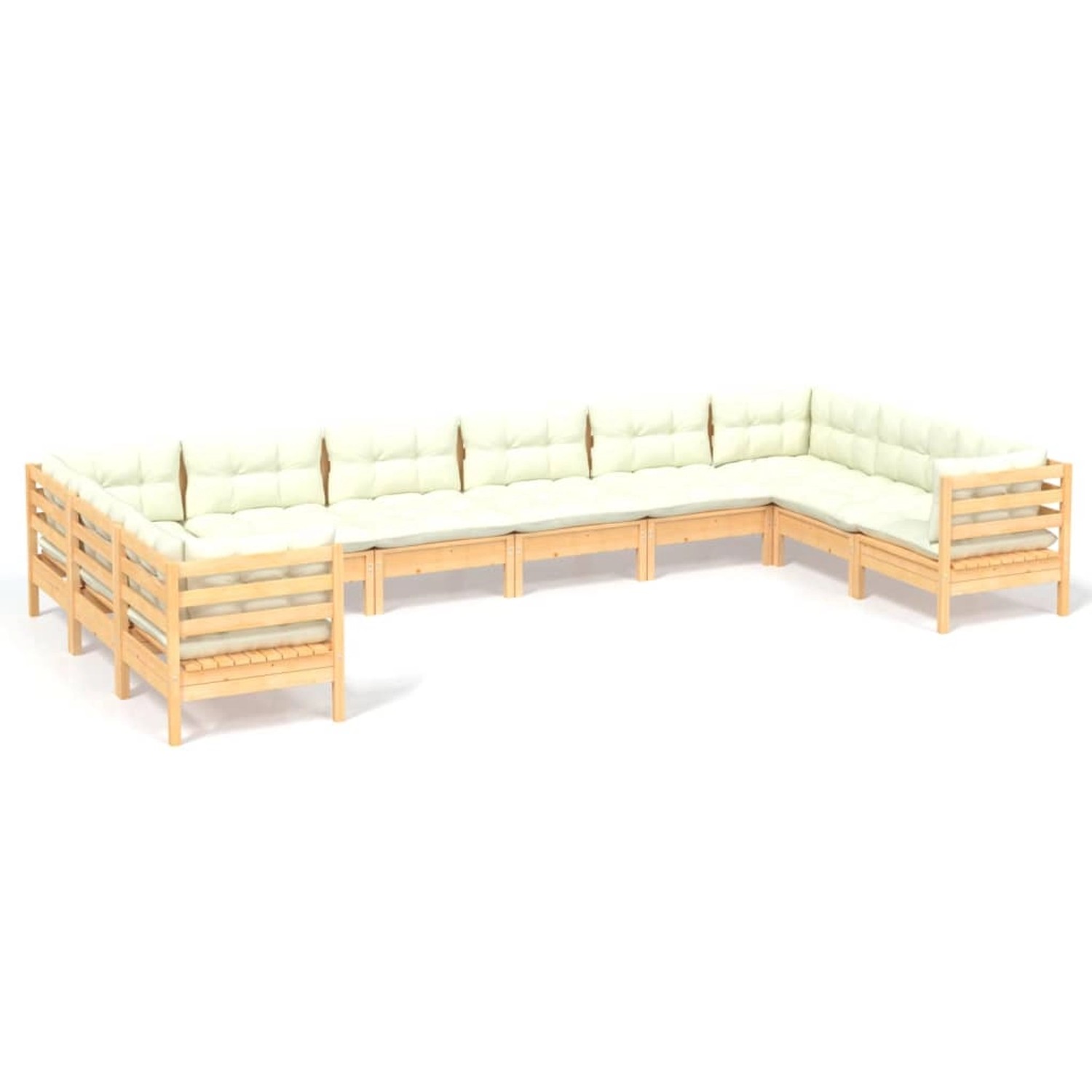 10-tlg. Garten-lounge-set Mit Creme Kissen Kiefernholz günstig online kaufen