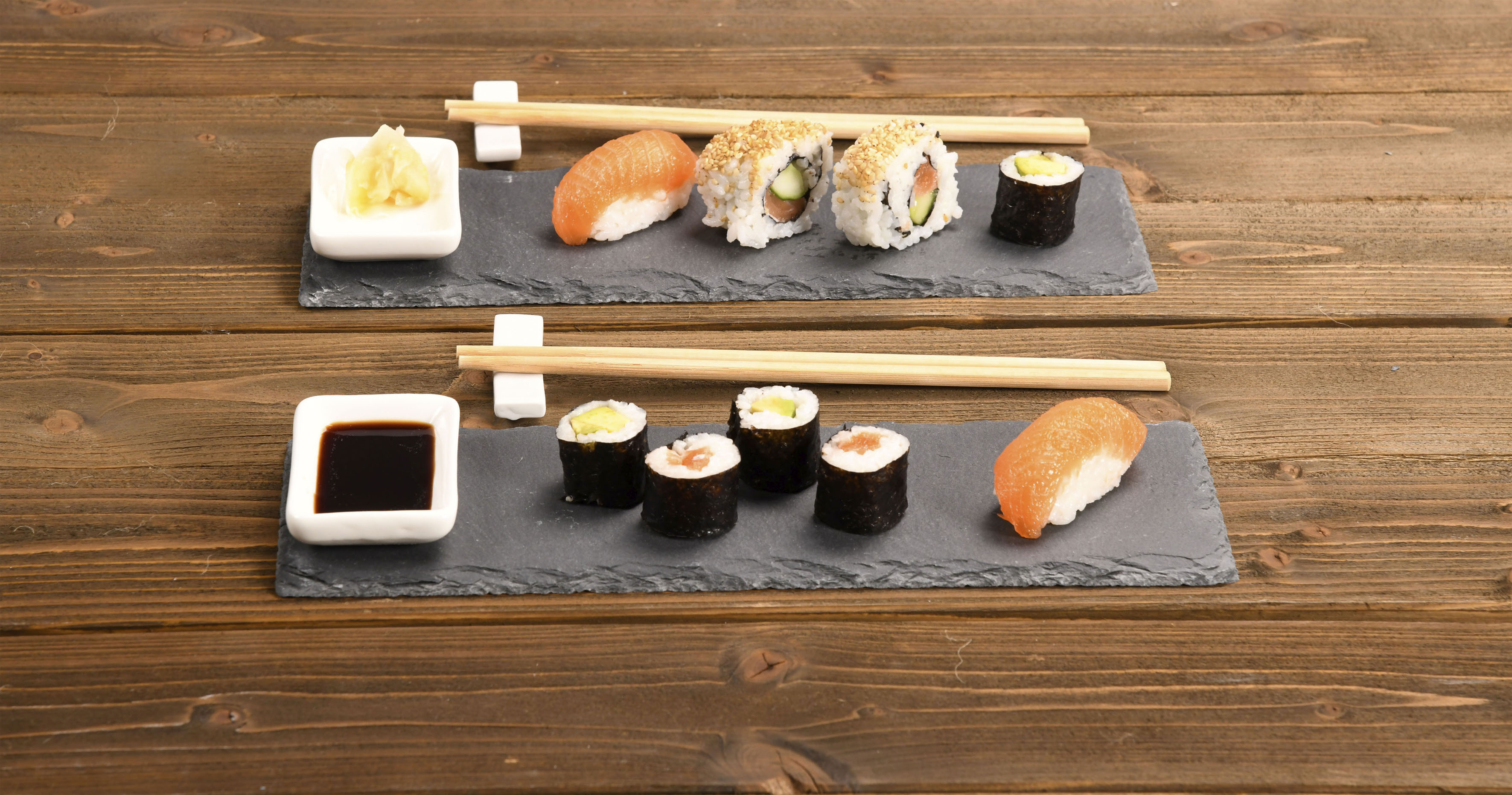 Kesper Sushi-Set grau Schiefer B/L: ca. 10x30 cm günstig online kaufen