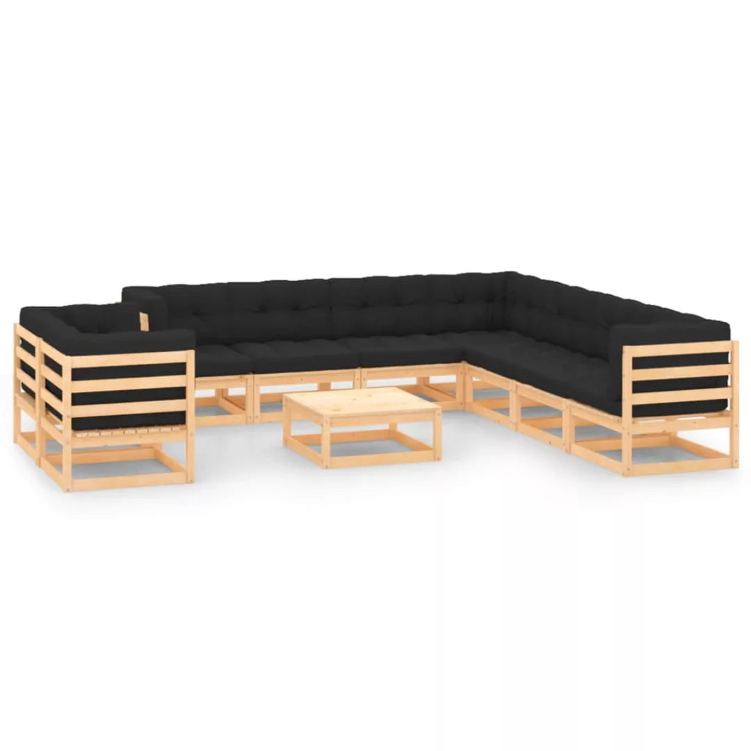 Vidaxl 10-tlg. Garten-lounge-set Anthrazit-kissen Massivholz Kiefer günstig online kaufen