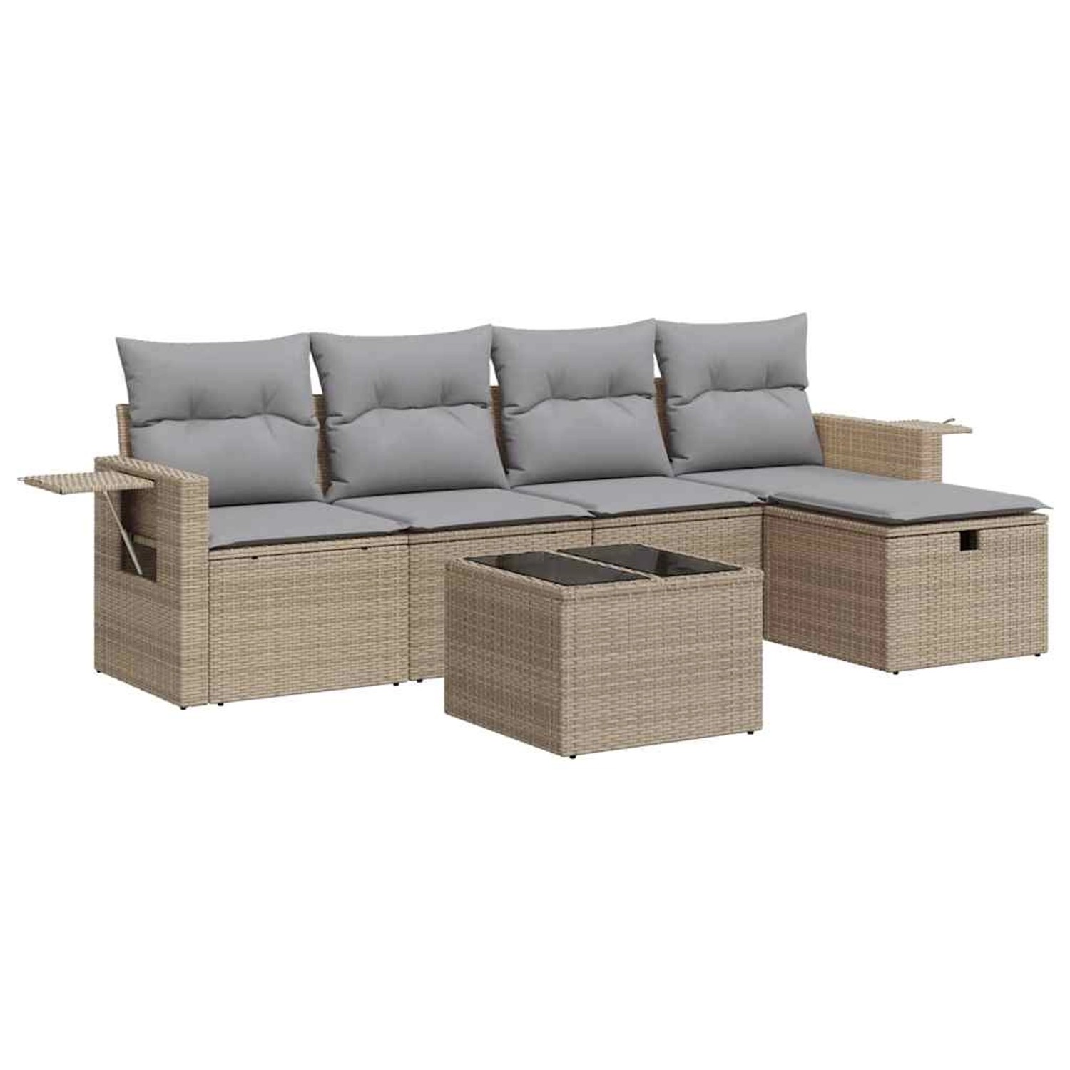 vidaXL 6-Tlg Garten-Sofagarnitur mit Kissen Beige Poly Rattan 3325475 günstig online kaufen
