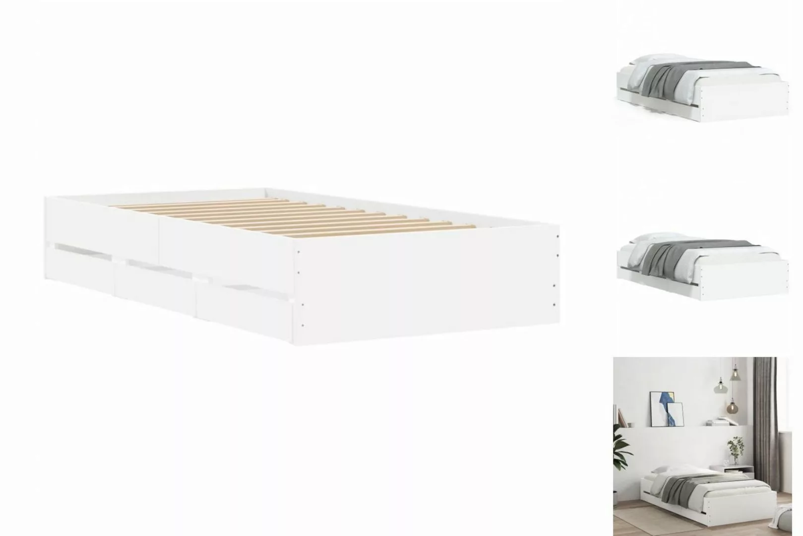 vidaXL Bett Bettgestell mit Schubladen Schwarz 90x200 cm Holzwerkstoff günstig online kaufen