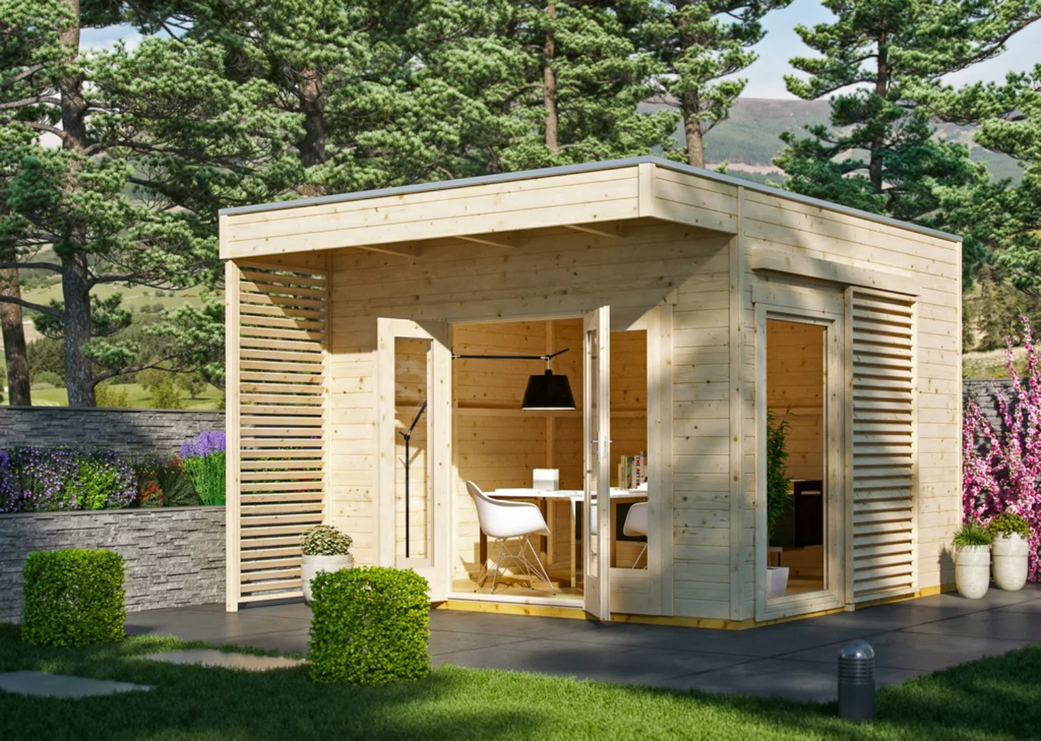 Skan Holz Holz-Gartenhaus Tokio 2 Natur 340 cm x 340 cm günstig online kaufen