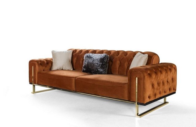 JVmoebel 3-Sitzer Chesterfield Sofa 3 - sitzer Braun Cognac Sofas Polster T günstig online kaufen