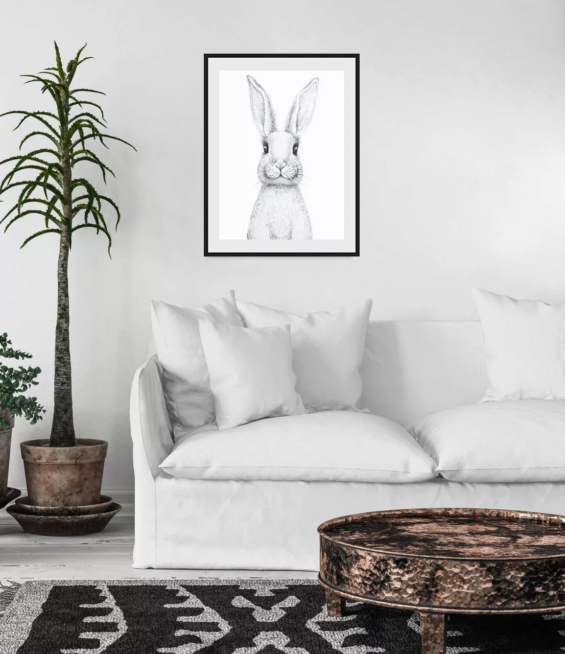 queence Bild »Aleksi«, Hase-Hasen-Schwarz-Weiß-Kunst-Haustiere, (1 St.), HD günstig online kaufen