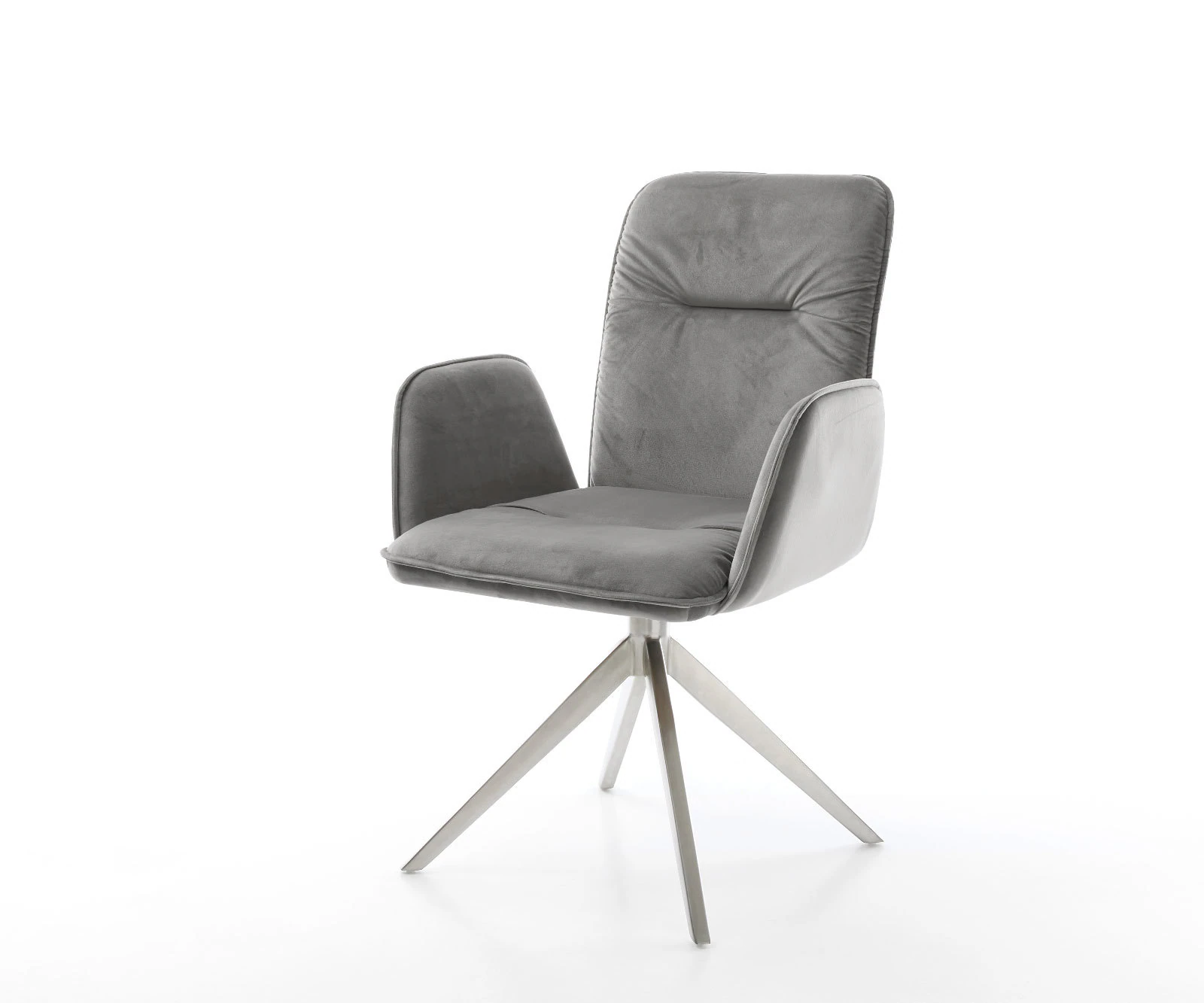 Drehstuhl Vinja-Flex Samt Grau Kreuzgestell breit Edelstahl 360° drehbar Wi günstig online kaufen