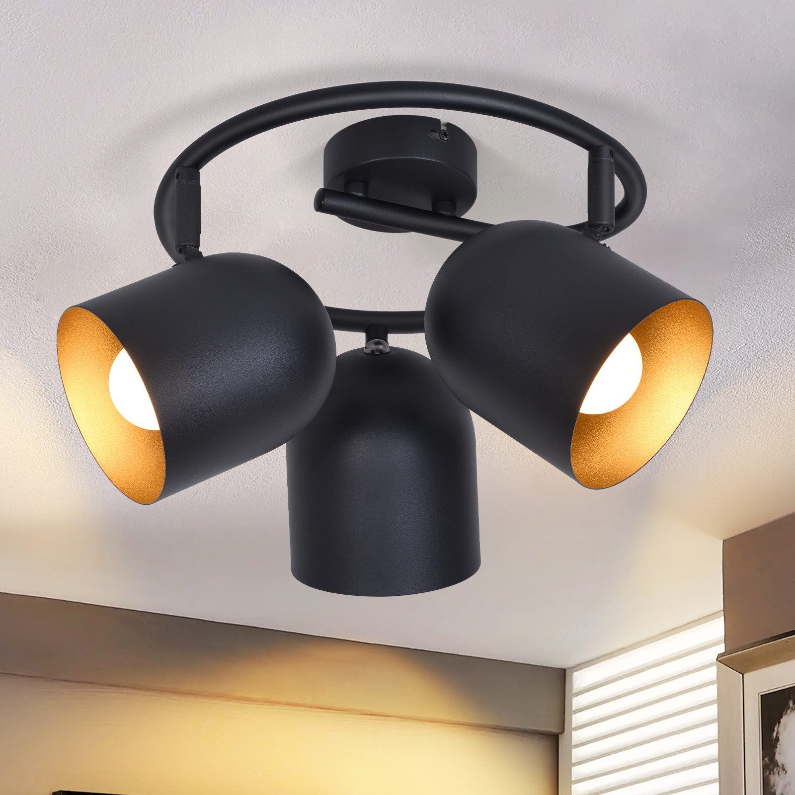 ZMH Deckenstrahler 2/3/4 Flammig-Schwarzgold E14 Deckenlampe günstig online kaufen