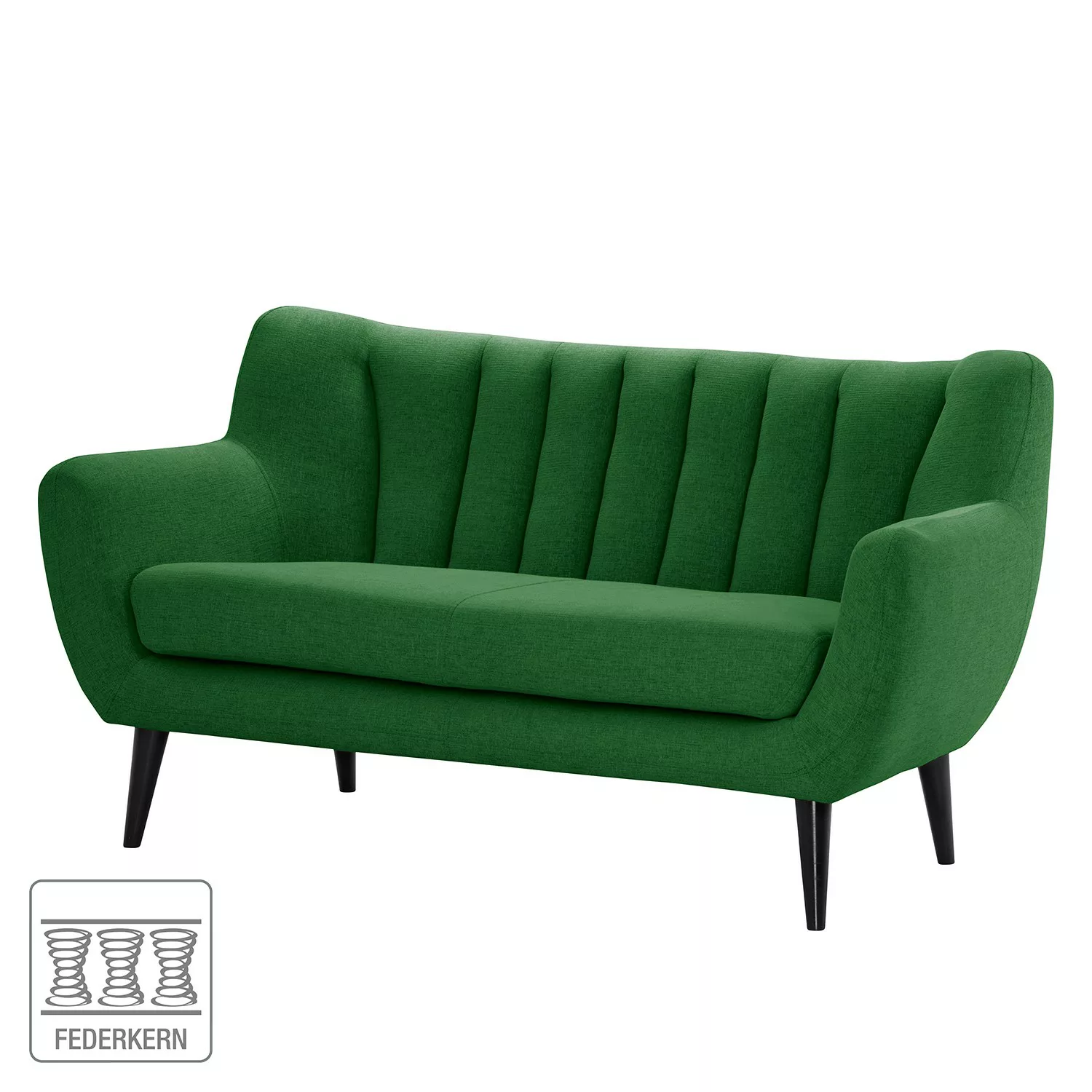 home24 Norrwood Sofa Polva II 2-Sitzer Grün Webstoff 155x82x81 cm günstig online kaufen