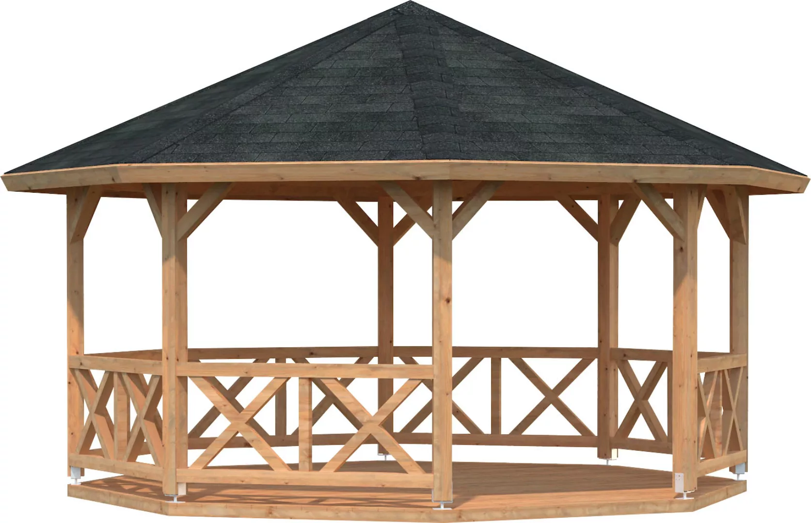 Palmako Holz-Pavillon Betty Braun imprägniert 465 cm x 465 cm ohne Fußboden günstig online kaufen