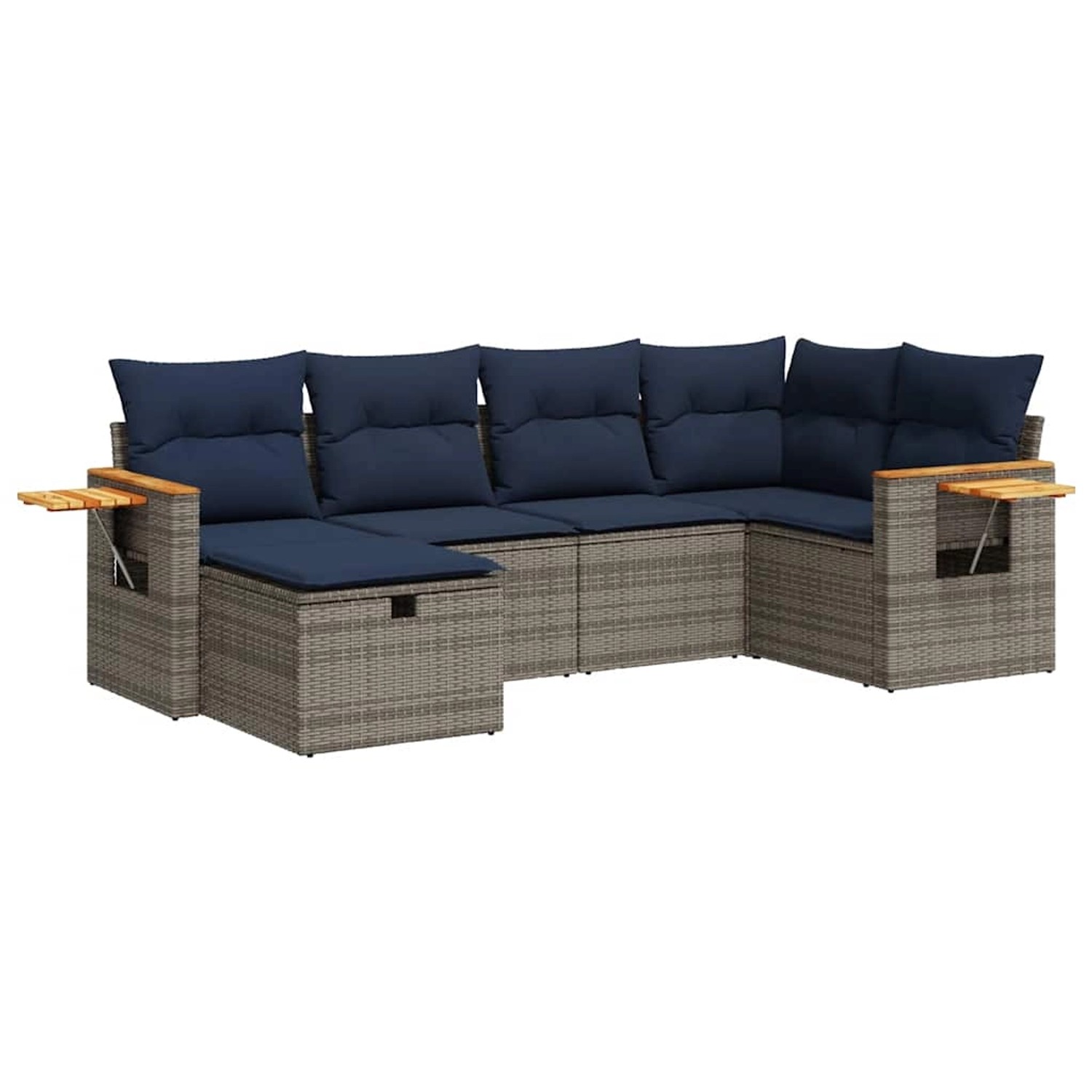 vidaXL 6-Tlg Garten-Sofagarnitur mit Kissen Grau Poly Rattan 3325974 günstig online kaufen
