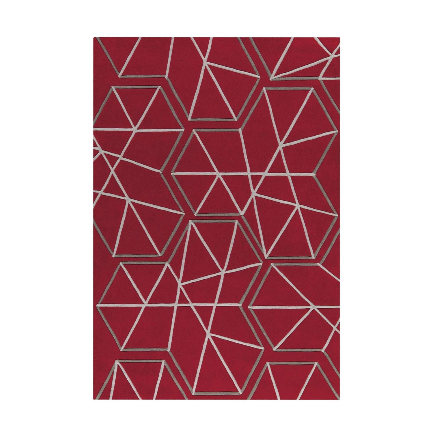 MeGusta Kurzflor Teppich Modern Rot - Grau 140x200 cm Dolores günstig online kaufen
