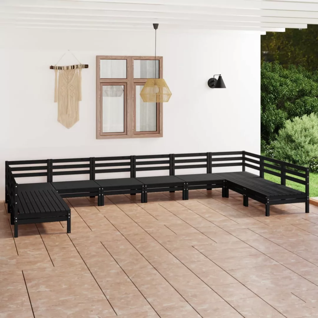 10-tlg. Garten-lounge-set Schwarz Massivholz Kiefer günstig online kaufen