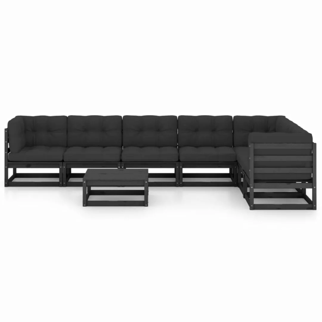 8-tlg. Garten-lounge-set Mit Kissen Schwarz Kiefer Massivholz günstig online kaufen