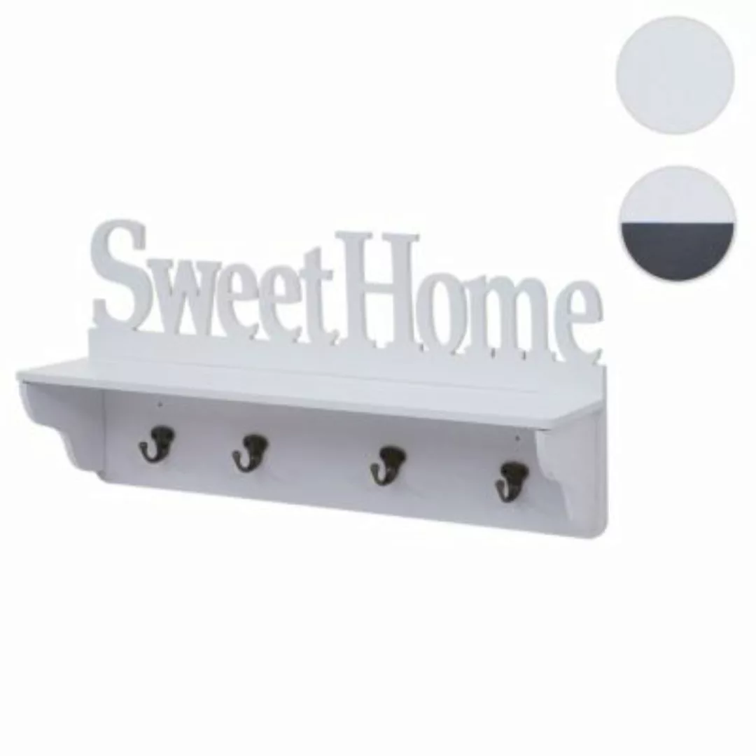 HWC Mendler Wandgarderobe Sweet Home mit 4 Haken weiß günstig online kaufen
