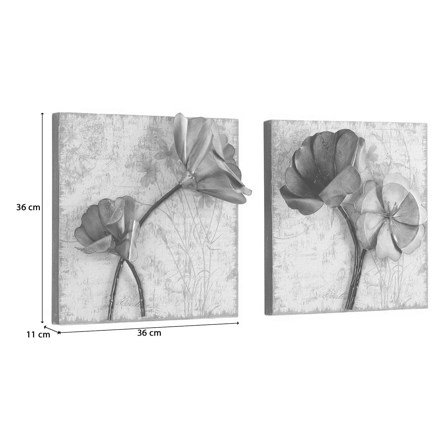 Wandbilder Blumen 2er-Set aus Metall bunt günstig online kaufen
