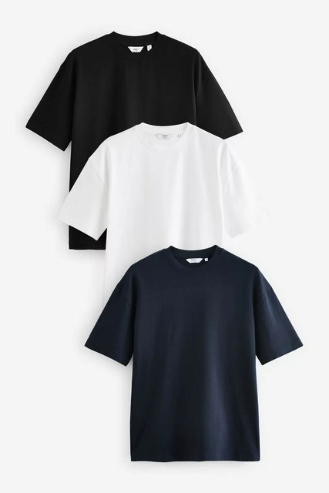 Next T-Shirt Schwere Relaxed Fit T-Shirts im 3er Pack (3-tlg) günstig online kaufen