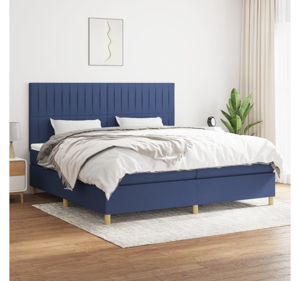 vidaXL Boxspringbett Boxspringbett mit Matratze Blau 200x200 cm Stoff Bett günstig online kaufen