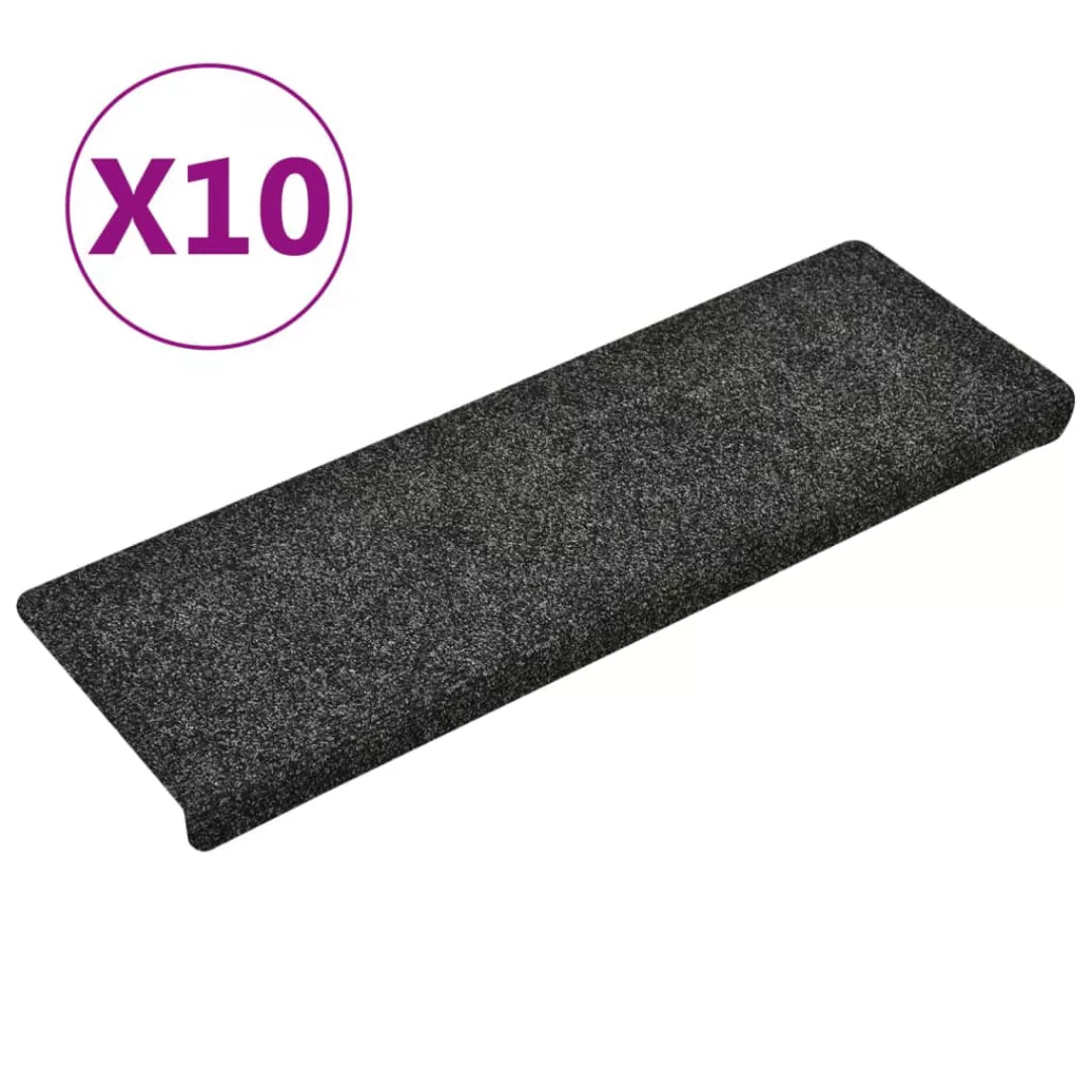 Treppenmatten 10 Stk. Grau 65x25 Cm Nadelvlies günstig online kaufen