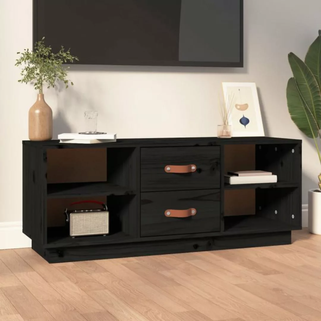 Vidaxl Tv-schrank Schwarz 100x34x40 Cm Massivholz Kiefer günstig online kaufen