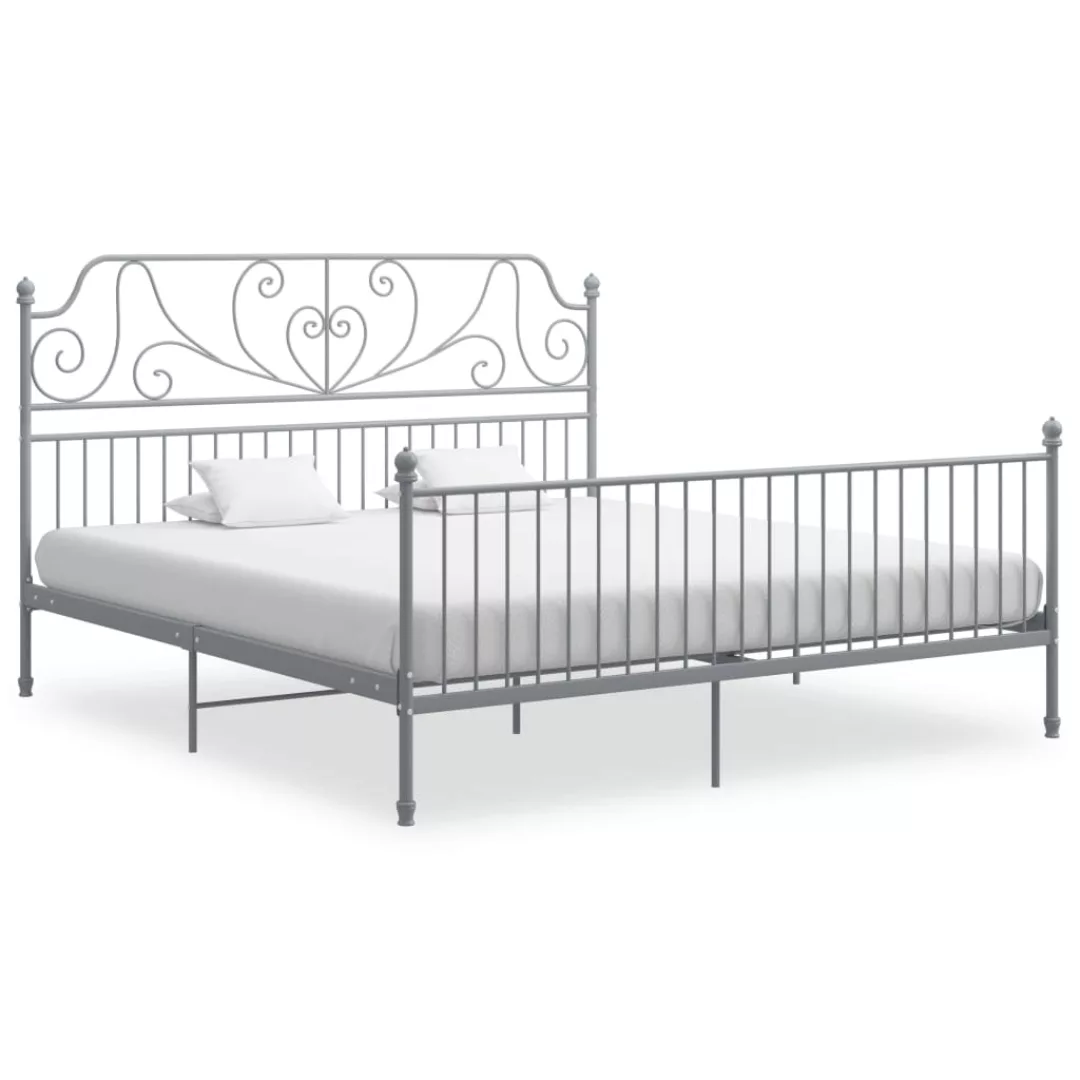 Bettgestell Grau Metall 200x200 Cm günstig online kaufen