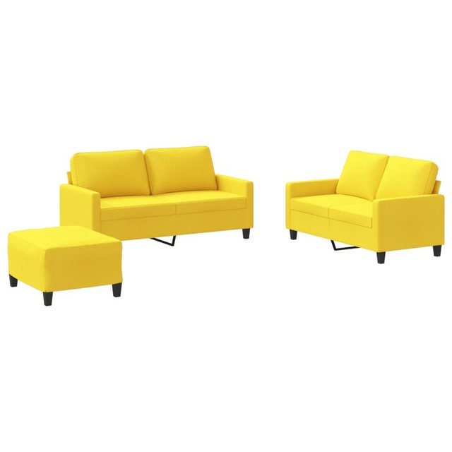 vidaXL Sofa Sofagarnitur mit Kissen Stoff, Standard + Fußhocker, Gelb günstig online kaufen