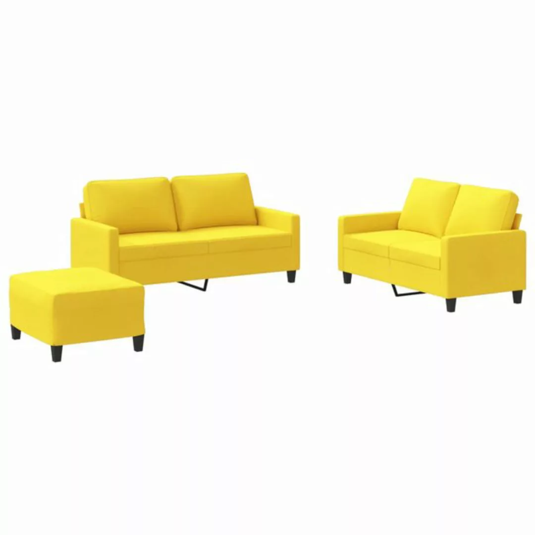 vidaXL Sofa Sofagarnitur mit Kissen Stoff, Standard + Fußhocker, Gelb günstig online kaufen