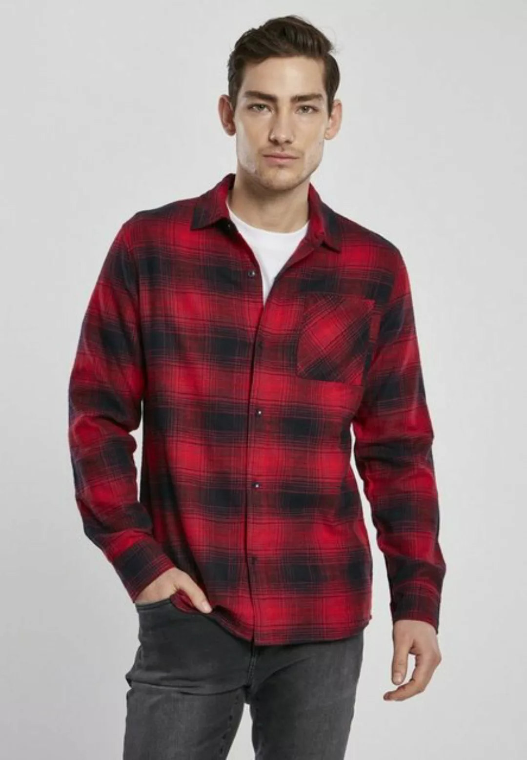 URBAN CLASSICS Langarmshirt Herren Oversized Checked Grunge Shirt (1-tlg) günstig online kaufen