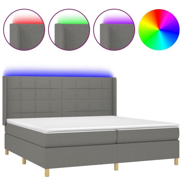 vidaXL Bettgestell Boxspringbett mit Matratze LED Dunkelgrau 200x200 cm Sto günstig online kaufen