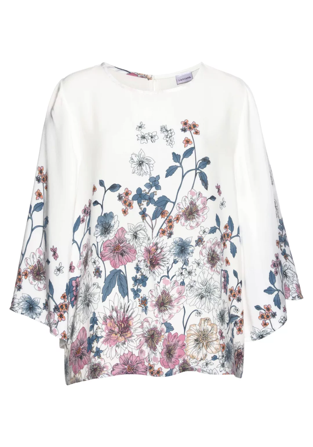 LASCANA Schlupfbluse mit Blumenprint und Trompetenärmeln, Blusenshirt, somm günstig online kaufen