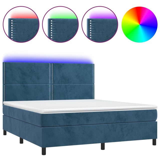 vidaXL Boxspringbett Boxspringbett mit Matratze & LED Samt (160 x 200 cm, B günstig online kaufen