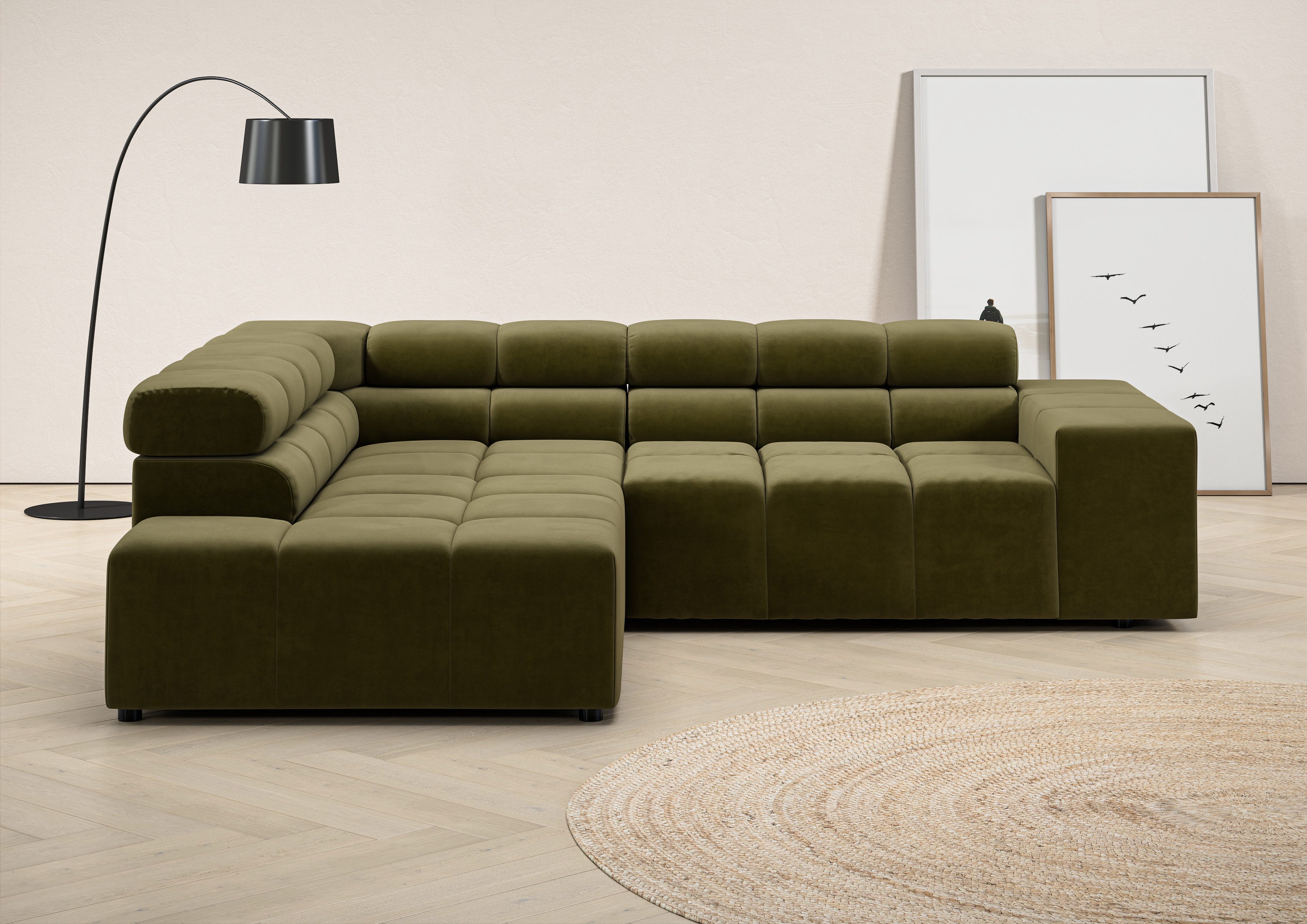 INOSIGN Ecksofa "Ancona, incl. Kopfteilverstellung + 3 Zierkissen, L-Form, günstig online kaufen