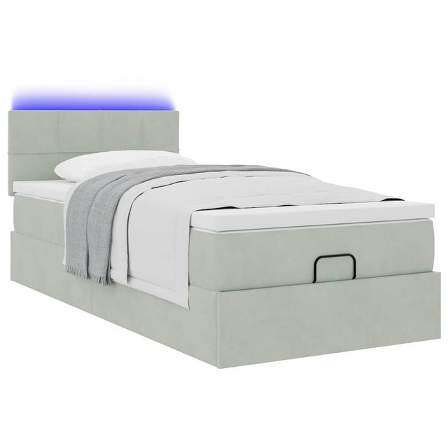 vidaXL Bett, Ottoman-Bett mit Matratze & LEDs Hellgrau 80x200 cm Samt günstig online kaufen