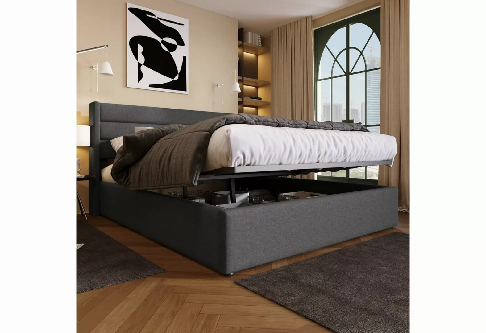 Sweiko Polsterbett (140*200cm), Doppelbett mit Kopfteil und Lattenrost, Sta günstig online kaufen