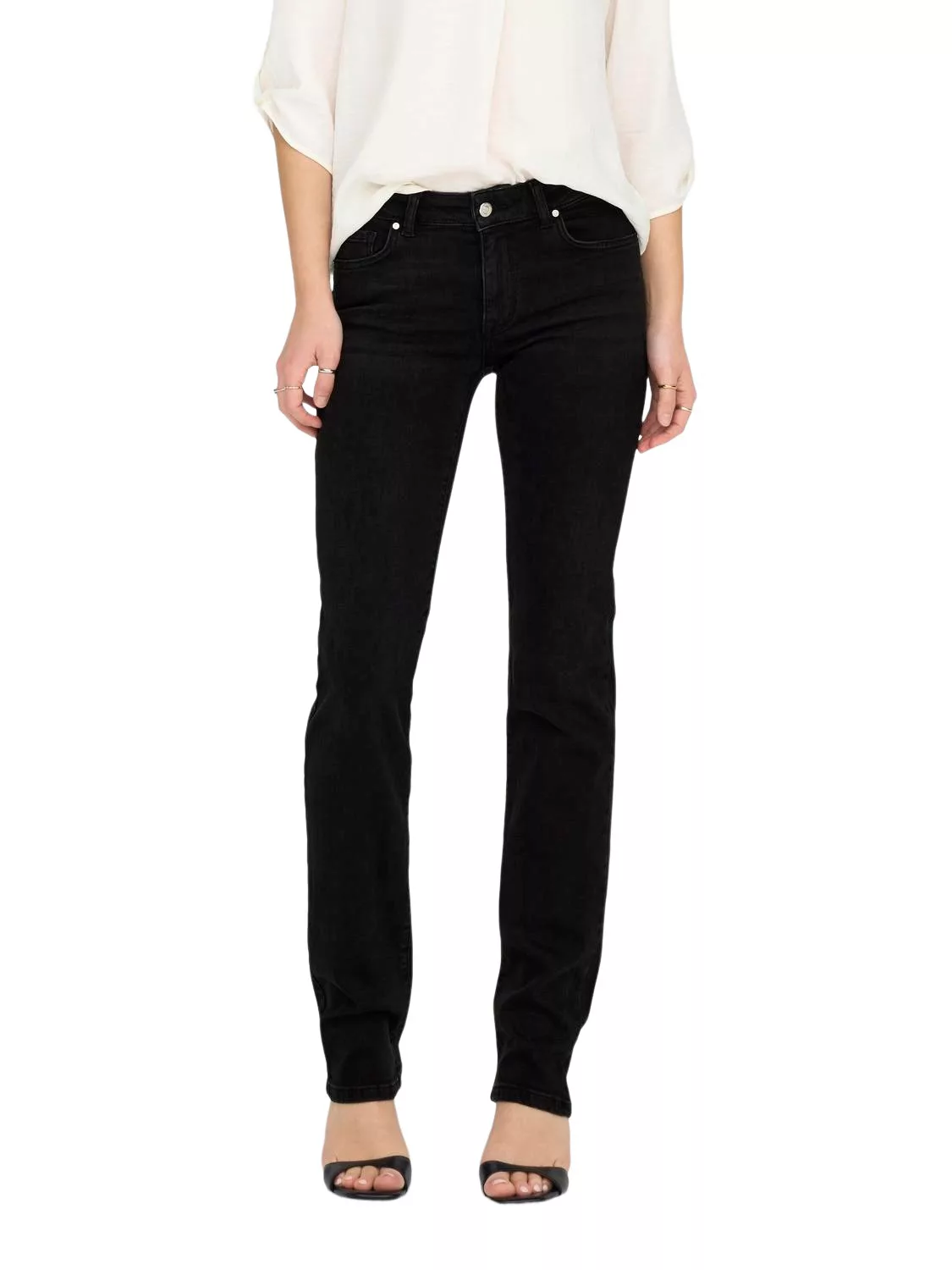 Only Damen Jeans ONLALICIA DOT297 - Straight Fit - Schwarz - Washed Black günstig online kaufen