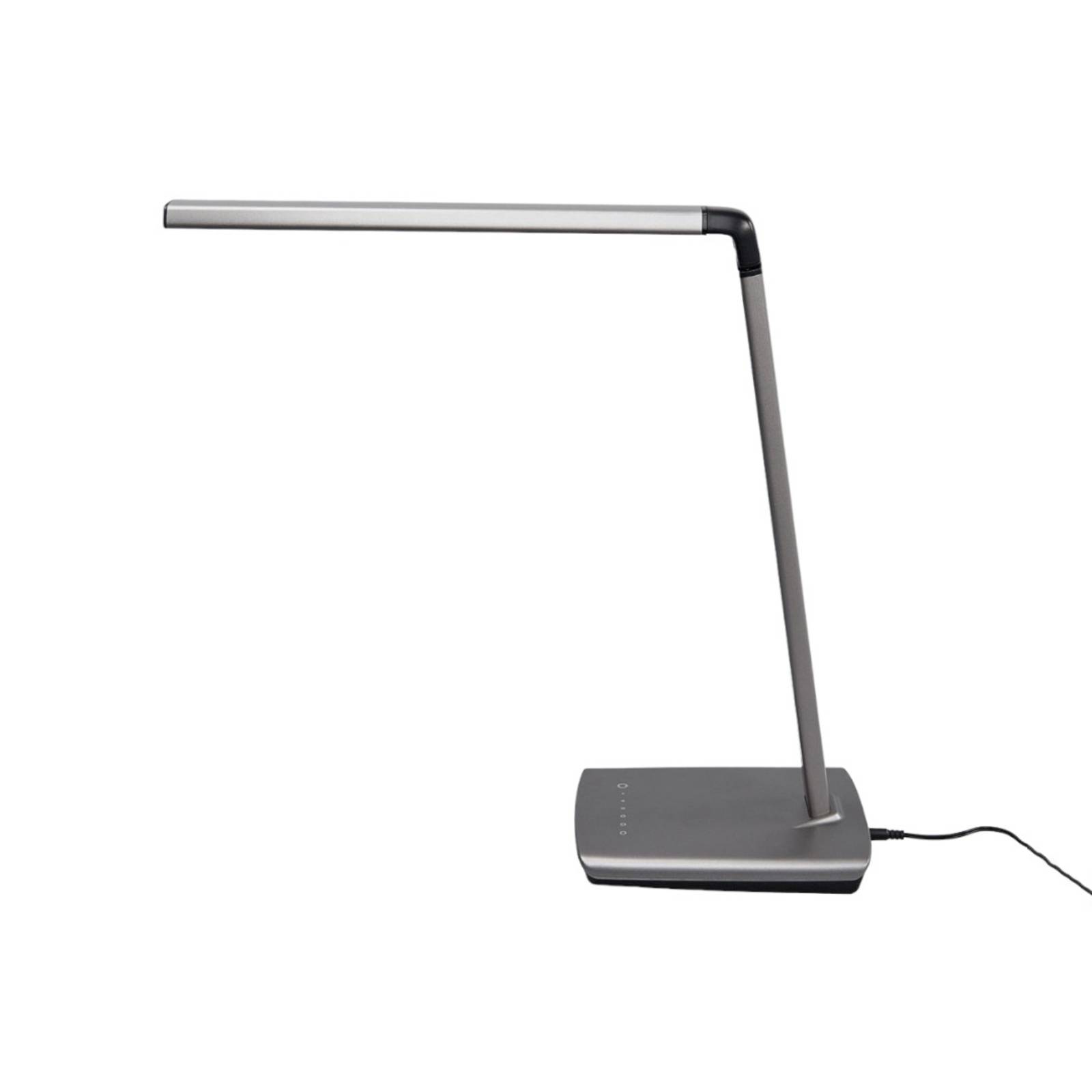Metallicgraue LED-Tischlampe Kuno mit Dimmer, USB günstig online kaufen