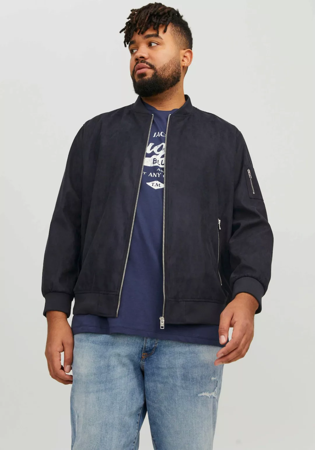 Jack & Jones PlusSize Blouson "JJEROCKY FAUX SUEDE BOMBER PLS" günstig online kaufen