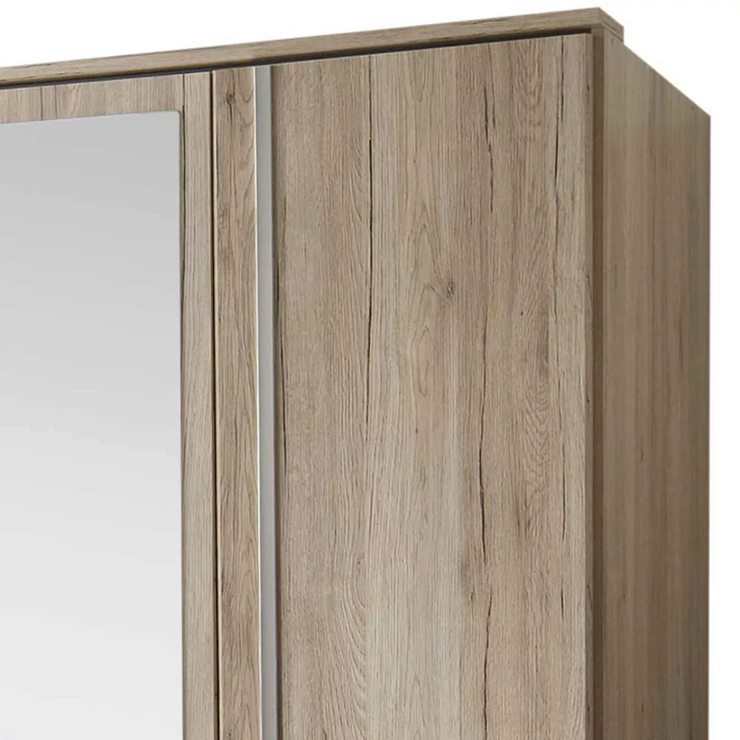 Eiche San Remo Kleiderschrank mit Spiegeltüren zwei Schubladen günstig online kaufen