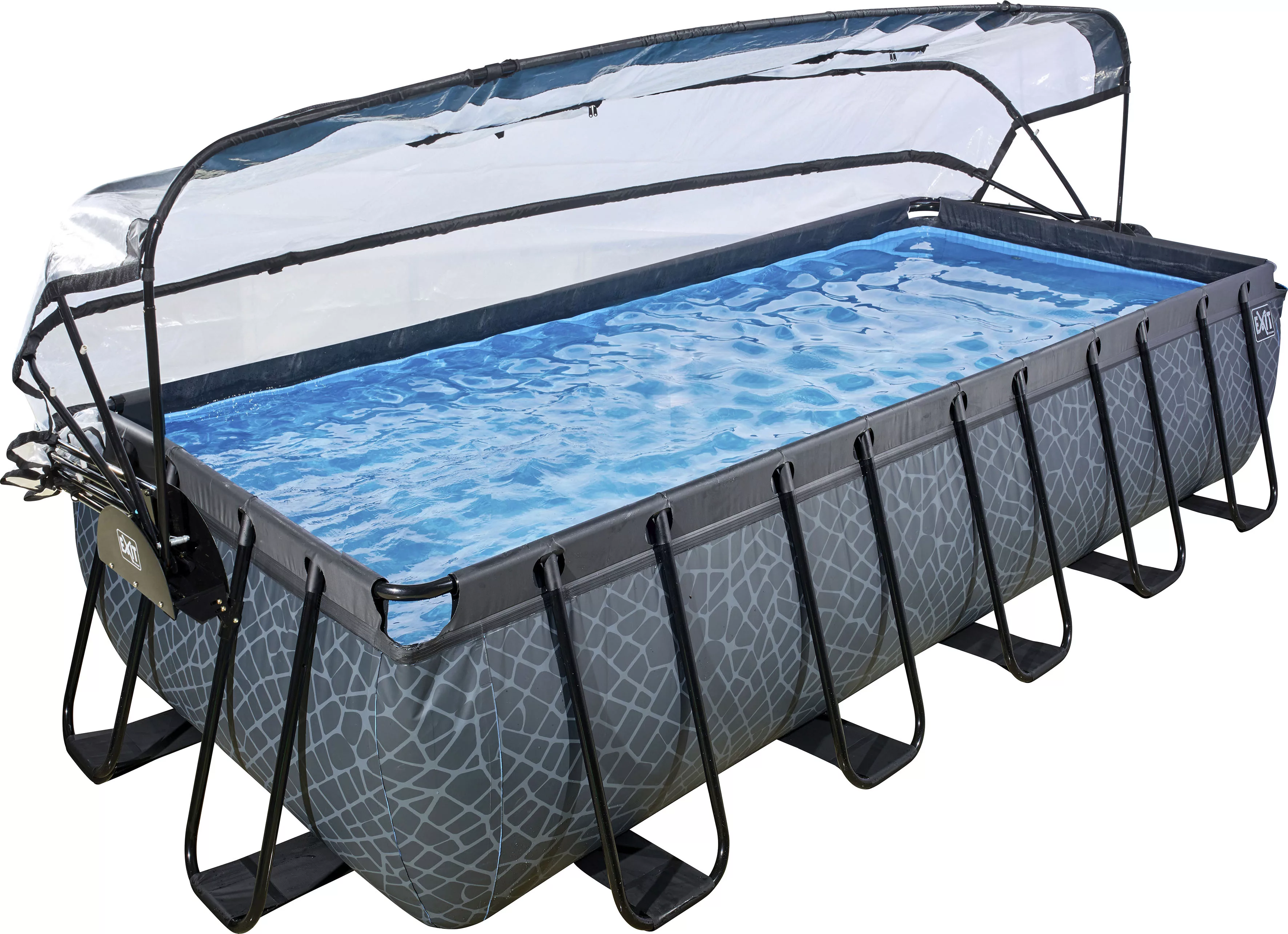 EXIT Stone Pool Grau 540x250x100cm m. Sandfilterpumpe, Abdeckung, Wärmepump günstig online kaufen