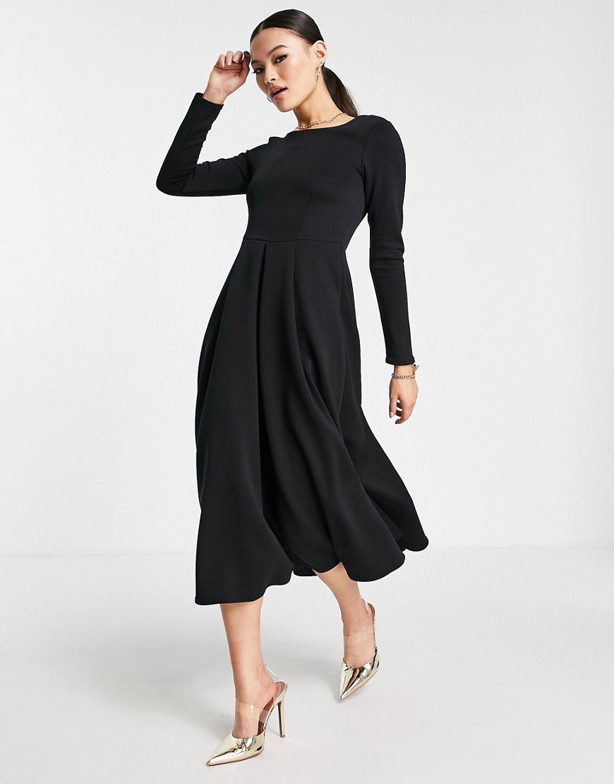 Closet London – Midaxi-Skater-Kleid in Schwarz-Grün günstig online kaufen