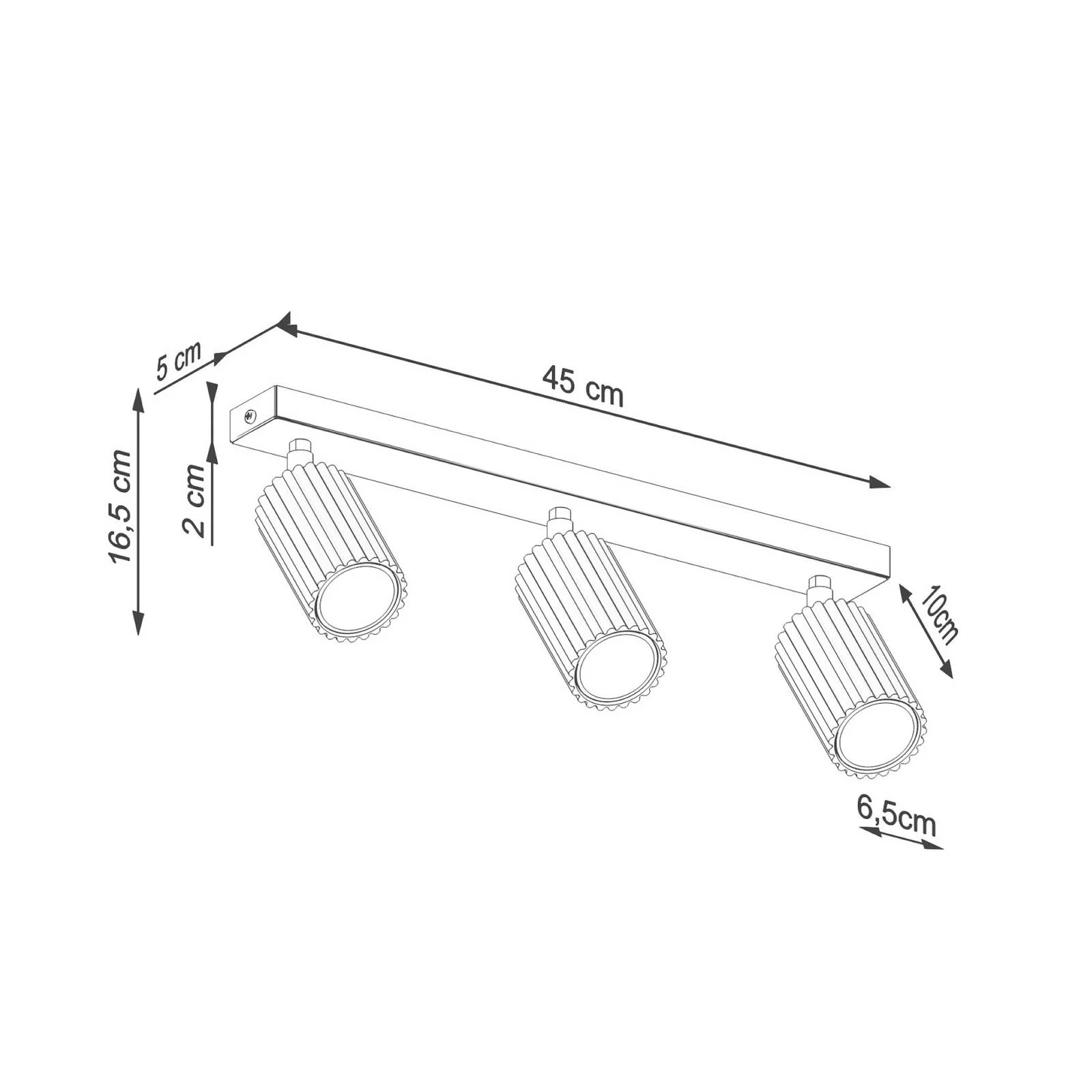 Deckenstrahler Karbon, schwarz, Länge 45 cm, Alu, 3-flg. günstig online kaufen