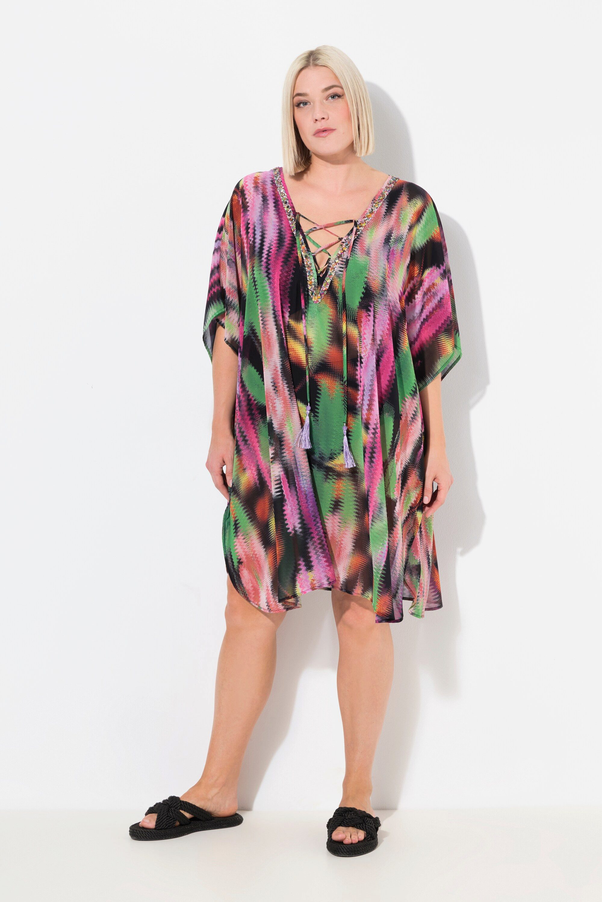 Ulla Popken Jerseykleid Tunika Schnürung Oversized günstig online kaufen