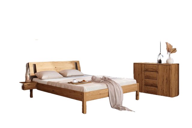 Natur24 Einzelbett Bett Bento 8 Sonderlänge 120x210 Wildeiche Holzkopfteil günstig online kaufen