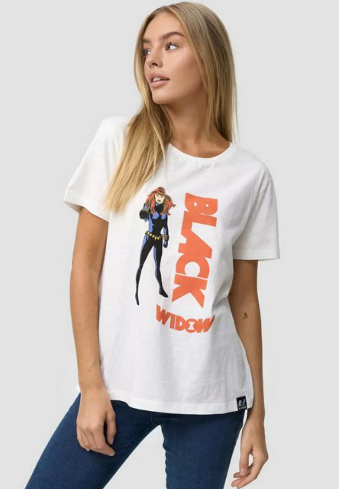 Recovered T-Shirt Black Widow Graphic Print GOTS zertifizierte Bio-Baumwoll günstig online kaufen