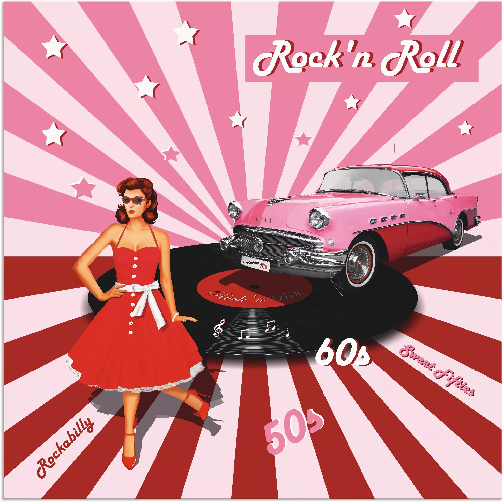 Artland Wandbild »Rock'n Roll die 50er Jahre«, Auto, (1 St.), als Alubild, günstig online kaufen