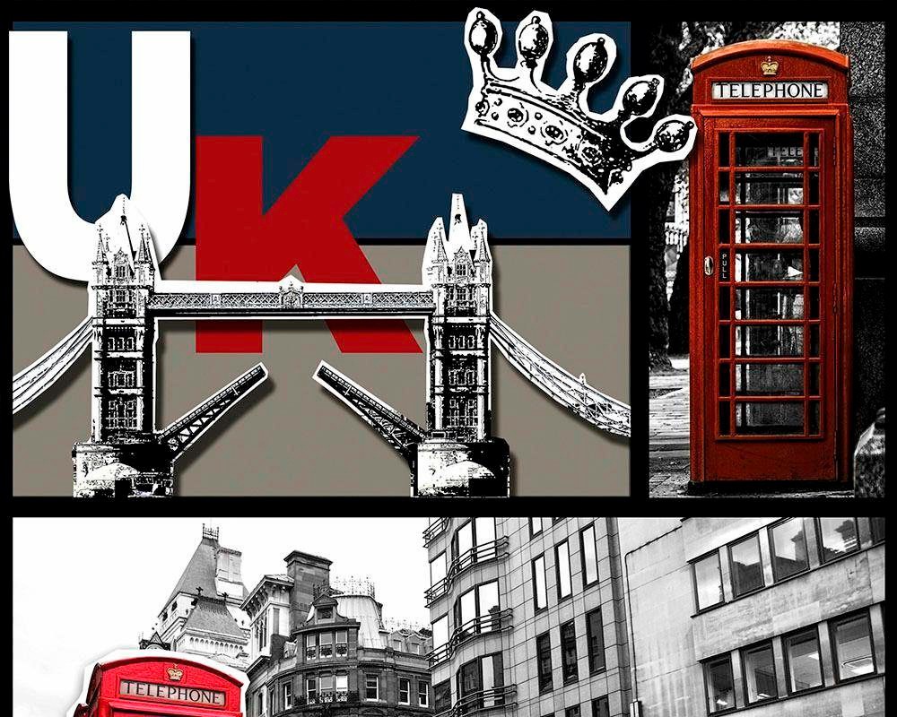 Bricoflor London Tapete Selbstklebend Modernes Tapeten Panel in Rot und Bla günstig online kaufen