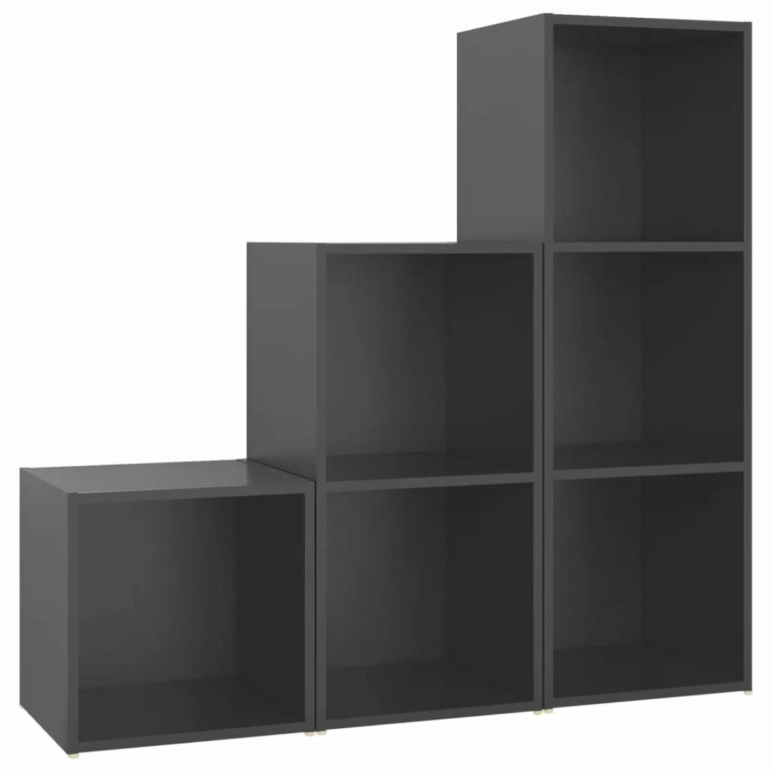 3-tlg. Tv-schrank-set Grau Spanplatte günstig online kaufen