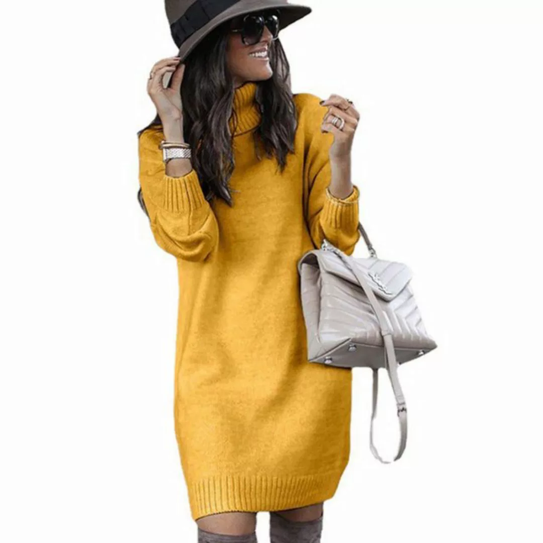 KIKI Strickkleid Damen Strickkleid Winter Kleid Langarm Pulloverkleider günstig online kaufen