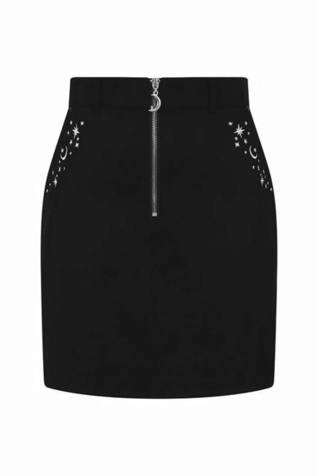 Hell Bunny Bleistiftrock Interstellar Skirt Bestickt Mond Sterne günstig online kaufen