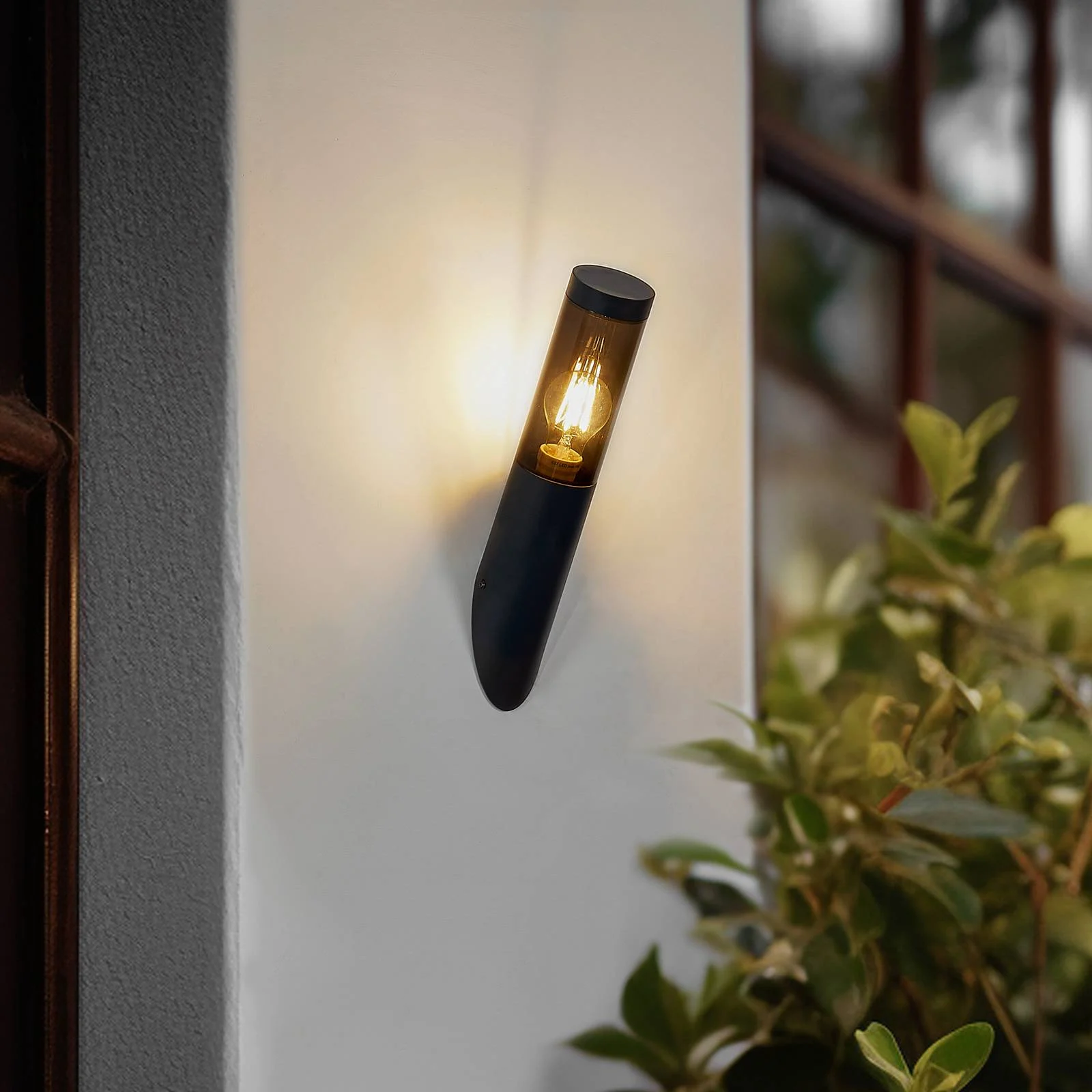 Lindby Außenwandleuchte Statius, anthrazit, Eisen, 40 cm günstig online kaufen