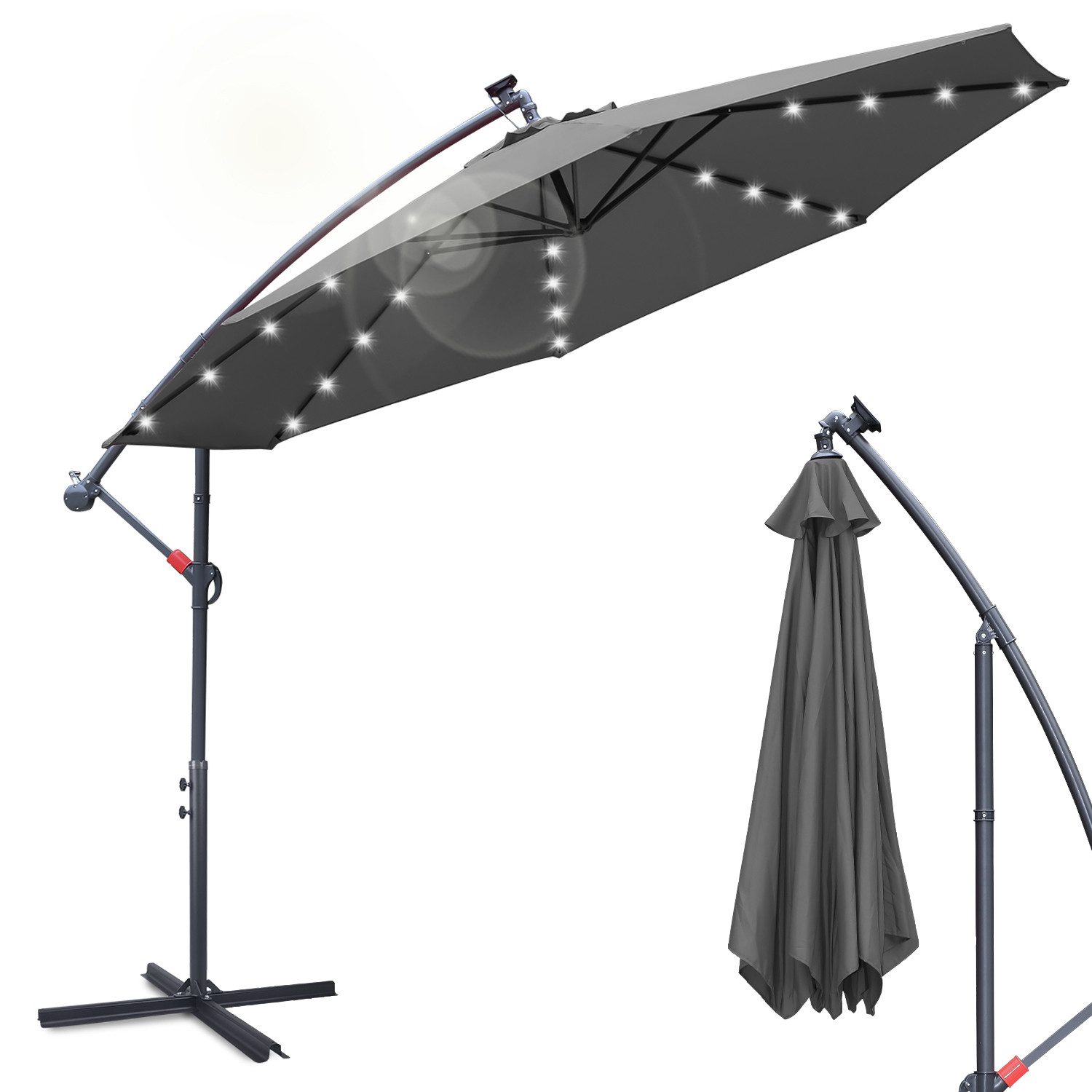 Clanmacy Sonnenschirm Sonnenschirm Ampelschirm,UV-Schutz,Eisen mit Ständer, günstig online kaufen