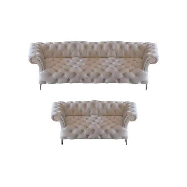 Xlmoebel Sofa Neues modernes Design Chesterfield Ledersofa Weiß 2er-Set -, günstig online kaufen